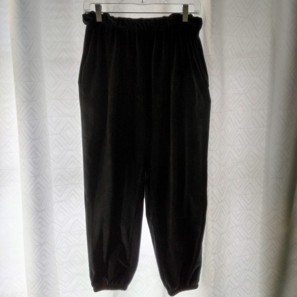 Roma Concept By Rosee Black Velour Pull-On Elastic Waist Joggers Size Large